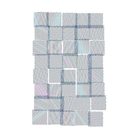 SVG File with a title Field of overlapping hatched squares in 3 colors