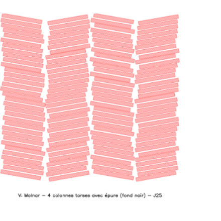 SVG File with a title Molnar - 4 colonnes torses avec épures (fond noir) - J25