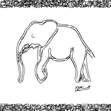 SVG File with a title Picasso's Elephant with some jiggery-pokery.