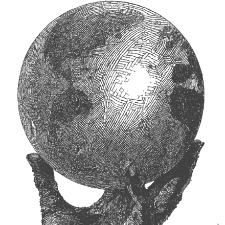 SVG File with a title Franklin Booth - Globe