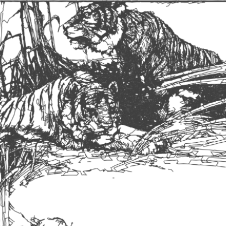 SVG File with a title Tigers (1915) by Franklin Booth