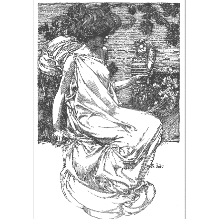 SVG File with a title Franklin Booth - Figure for "Glimpses of Munich Life" - 1908